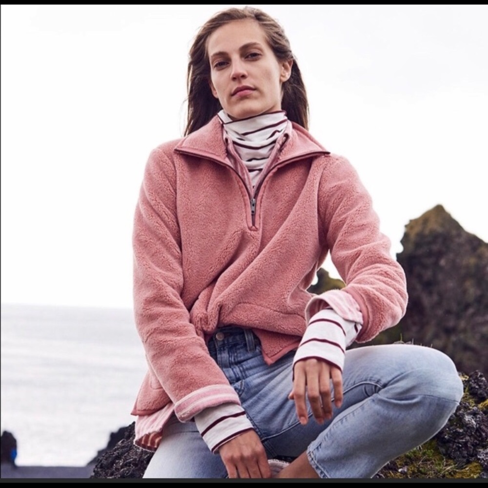 NWT Madewell Pink Sherpa Popover XS